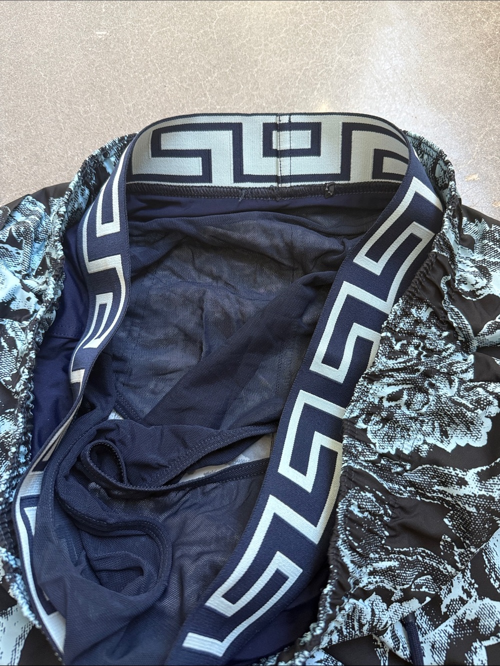 Versace Men’s Black & Light Blue Baroque Print Swim Shorts - Picture 3 of 4